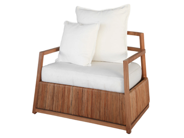 MINERVA LOUNGE - Upholstered teak armchair with armrests by Mary& - view 3