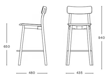 MC8 CHIARO - High ash stool with back by Mattiazzi - view 3
