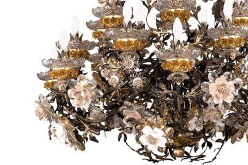 L299 - Wrought iron and porcelain chandelier by Mechini - view 3