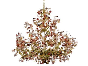 L261 - Wrought iron chandelier with crystals by Mechini - view 2