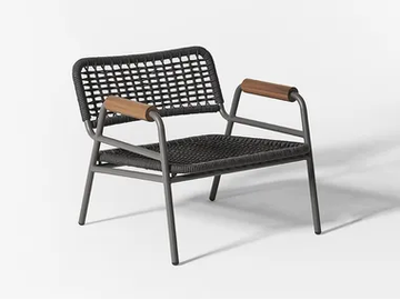 ZOE WOOD OPEN AIR DUE - Rope garden armchair with armrests by Meridiani - view 2
