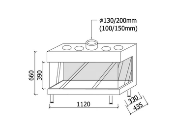 AVENUE MF 1050-40 GHE 3S - 3-sided gas fireplace by Metalfire - view 3