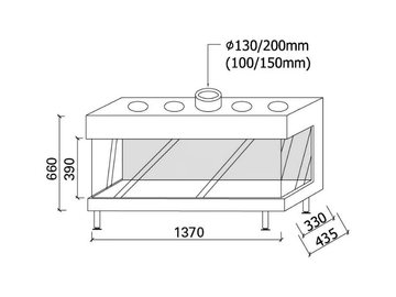 AVENUE MF 1300-40 GHE 3S - 3-sided gas fireplace by Metalfire - view 3