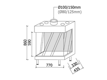ULTIME D MF 800-50 WHE 3S V20 - 3-sided wood-burning fireplace by Metalfire - view 3