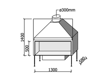 UNIVERSAL MF 1300-50 W 1S - Wood-burning fireplace by Metalfire - view 3