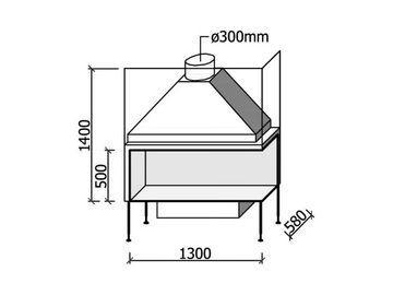 UNIVERSAL MF 1300-50 W 2S L/R - Corner wood-burning fireplace by Metalfire - view 3
