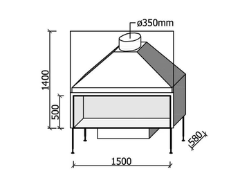 UNIVERSAL MF 1500-50 W 1S - Wood-burning fireplace by Metalfire - view 3