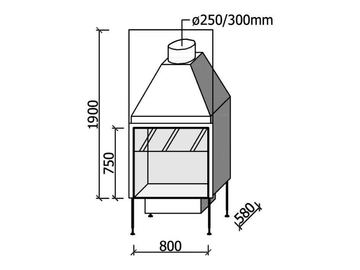 UNIVERSAL MF 800-75 W 1S - Wood-burning fireplace by Metalfire - view 3