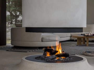 URBAN CUSTOM-MADE - Gas central curved fireplace by Metalfire - view 2
