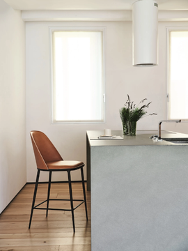 LEA H65 - Leather kitchen stool with back by Midj - view 3