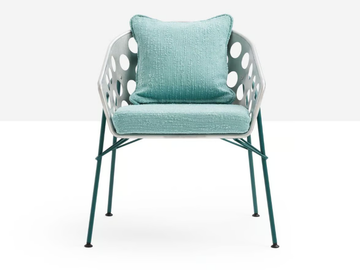 BOLLE P M TS - Painted metal chair with armrests with integrated cushion by Midj - view 3