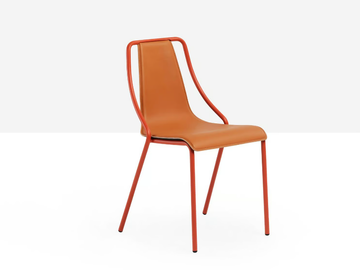 OLA S M CU - Steel chair and leather seat by Midj - view 2