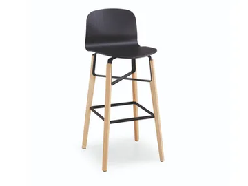 LIÙ H65 / H75 ML - High wooden stool with footrest with back by Midj - view 2