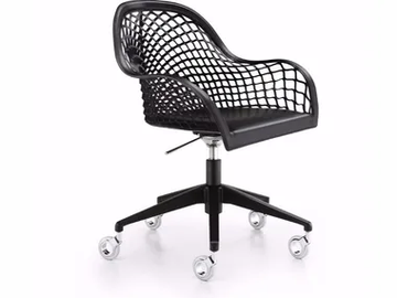 GUAPA DPB - Tanned leather office chair with castors with 5-Spoke base by Midj - view 2