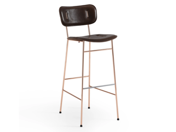 PIUMA H75 M CU - High tanned leather stool with back by Midj - view 2