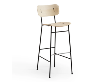 PIUMA H75 M LG - High wooden stool with back by Midj - view 2