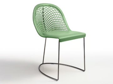 GUAPA S - Sled base tanned leather chair by Midj - view 2