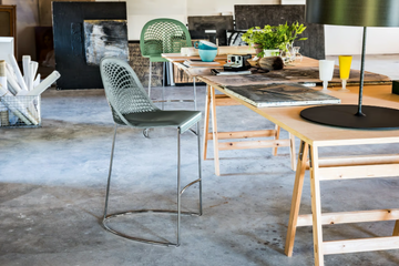 GUAPA - High tanned leather stool with back by Midj - view 3