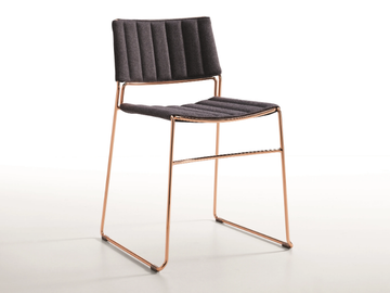 SLIM S TS - Sled base upholstered fabric chair by Midj - view 2