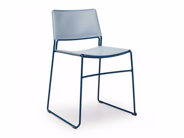 SLIM - Sled base tanned leather chair with removable cover by Midj - view 2
