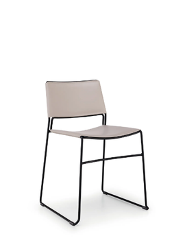 SLIM - Sled base tanned leather chair with removable cover by Midj - view 3