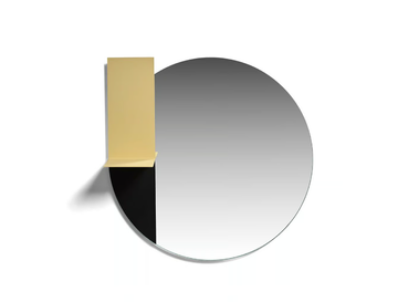 BAND 35 - Round metal mirror with shelf by Miloox - view 2