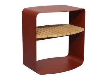MINDO 109 - Aluminium and teak garden side table with integrated magazine rack by Mindo - view 2