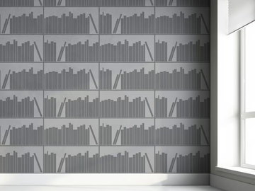 BOOKSHELF OUTLINE - Motif fire retardant non-woven paper wallpaper by Mineheart - view 2