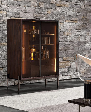 SUPERQUADRA - Rosewood display cabinet with integrated lighting by Minotti - view 3