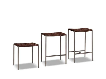 KLASEN STOOL OUTDOOR - Outdoor stool in metal and leather straps by Minotti - view 2