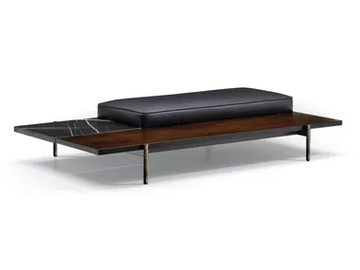 SUPERQUADRA - Padded bench in rosewood and marble by Minotti - view 2