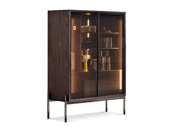 SUPERQUADRA - Rosewood display cabinet with integrated lighting by Minotti - view 2
