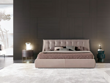 SUMO - Fabric and leather bed with tufted headboard by MisuraEmme - view 2