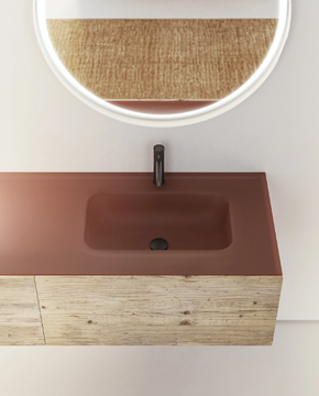 DOOR RE-USED - Wooden vanity unit with drawers with integrated washbasin by Moab - view 3