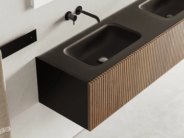 DOOR TEAK STRIPES - Wall-mounted teak vanity unit with doors by Moab - view 3