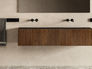 DOOR TEAK STRIPES - Wall-mounted teak vanity unit with doors by Moab - view 2