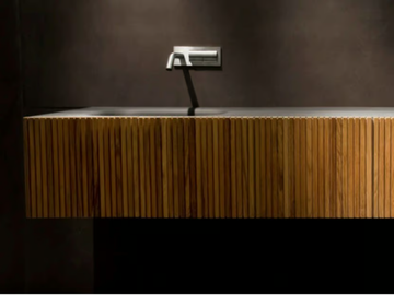 DOOR TEAK STRIPES - Single teak vanity unit with drawers by Moab - view 2