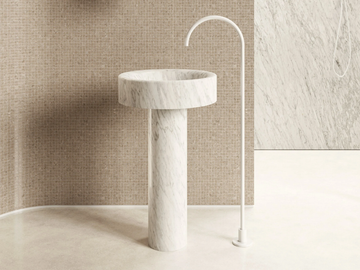 LVM - Freestanding round Carrara marble washbasin by Moab - view 2