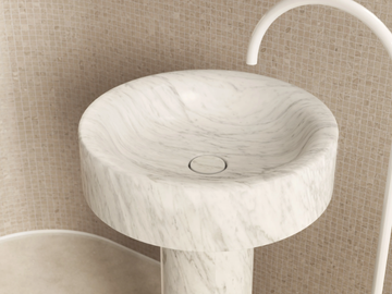 LVM - Freestanding round Carrara marble washbasin by Moab - view 3