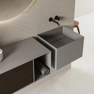 ZERO20 - Wall-mounted rectangular metal washbasin by Moab - view 3