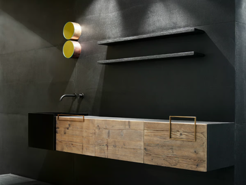 DOOR RE-USED - Single wall-mounted wooden vanity unit with doors by Moab - view 2