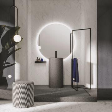 FOUNT 3 - Single round freestanding washbasin in eco-stone by Mobilcrab - view 3