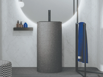 FOUNT 3 - Single round freestanding washbasin in eco-stone by Mobilcrab - view 2