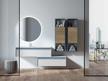 LINE 2 - Wall-mounted HPL vanity unit with drawers by Mobilcrab - view 2
