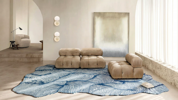 OCEANO BLUE - Handmade rectangular wool rug by Mohebban - view 3