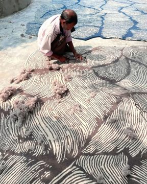 OCEANO TAUPE - Handmade rectangular wool rug by Mohebban - view 3