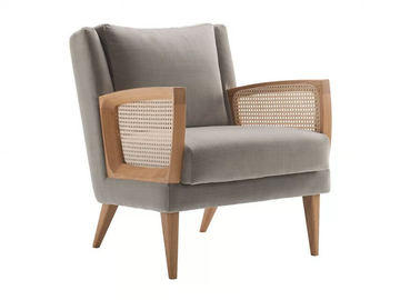 GOODWOOD - Fabric armchair with woven cane armrests by Morgan - view 2