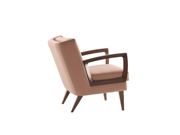GOODWOOD - Fabric armchair with wooden armrests by Morgan - view 3