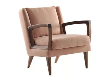 GOODWOOD - Fabric armchair with wooden armrests by Morgan - view 2