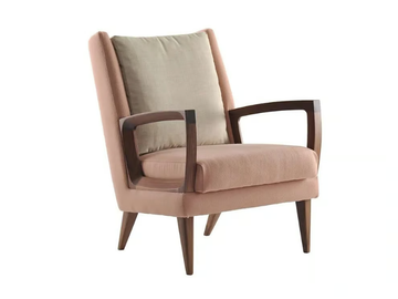 GOODWOOD - Fabric armchair with wooden armrests by Morgan - view 2
